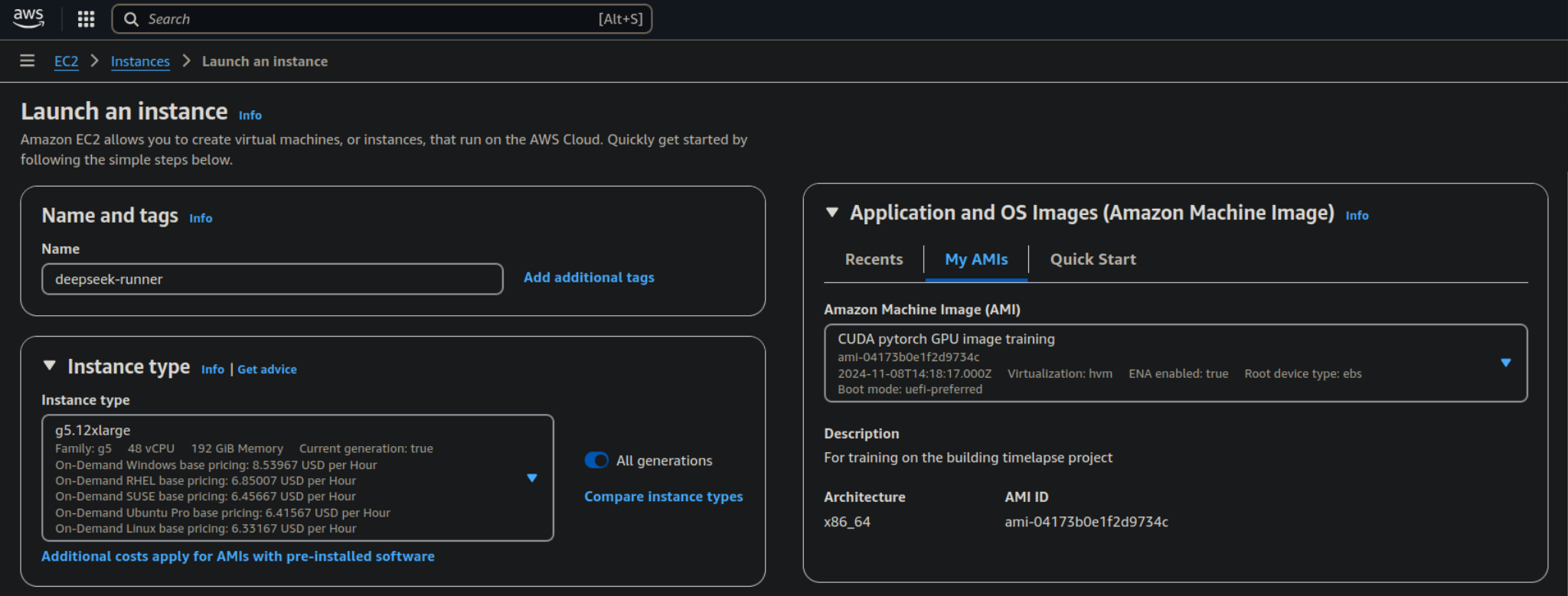 Launch Instance Detail